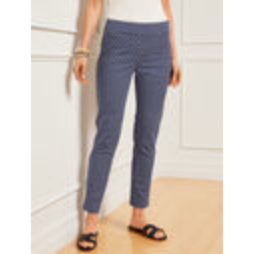 Talbots Size 10 Chatham Ankle Pants Blue White Geo Flower
